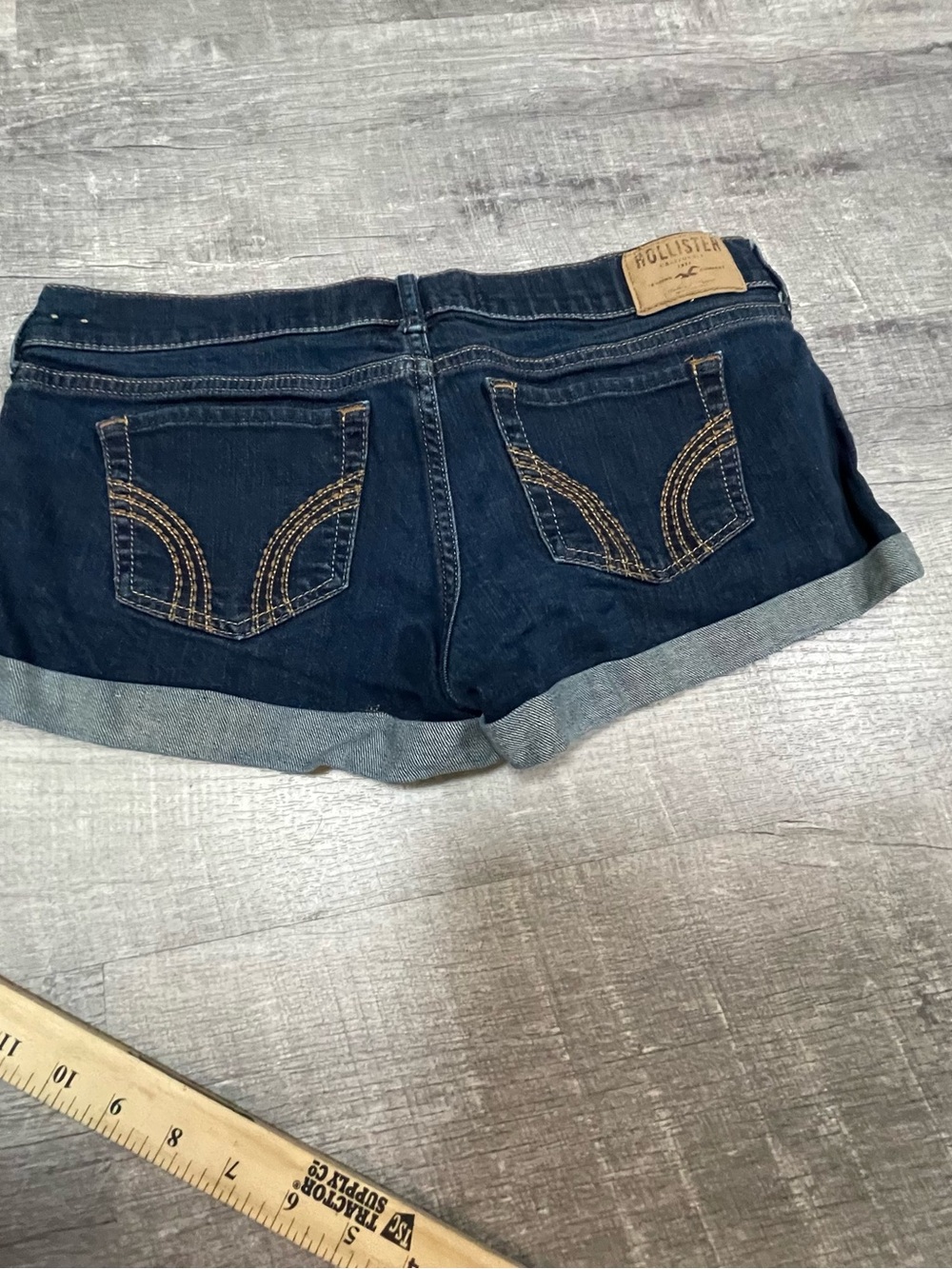 Y2K 2000s Hollister Micro Mini Low Rise Denim Shorts Size 5 Vintage Jean